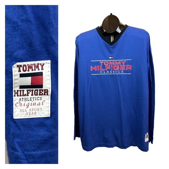 Y2K NWT Tommy Hilfiger Spellout Long Sleeve T Shirt USA Made / Men’s XL * - Picture 4 of 4
